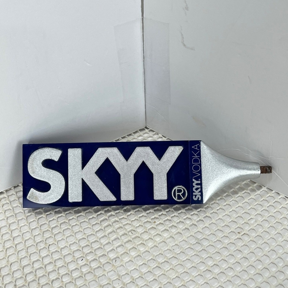 Vintage Skyy Vodka Style Beer Tap Handle Blue Silver Metal Bar‎ Decor Tap Handle
